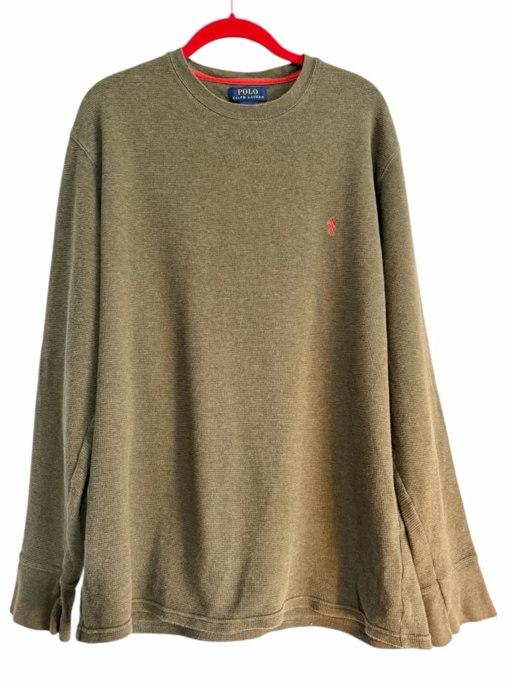 Polo Ralph Lauren Men’s Crewneck Waffle-knit Long Sleeve Shirt Sz  XL Green